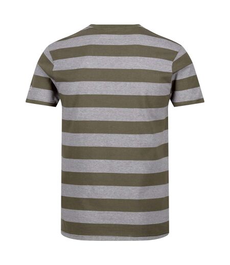 Regatta Mens Ryeden Striped Coolweave T-Shirt (Fauna/White Stone) - UTRG8851