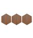 Lot de 3 Panneaux Déco Hexagonal Colva 30x26cm Marron-1
