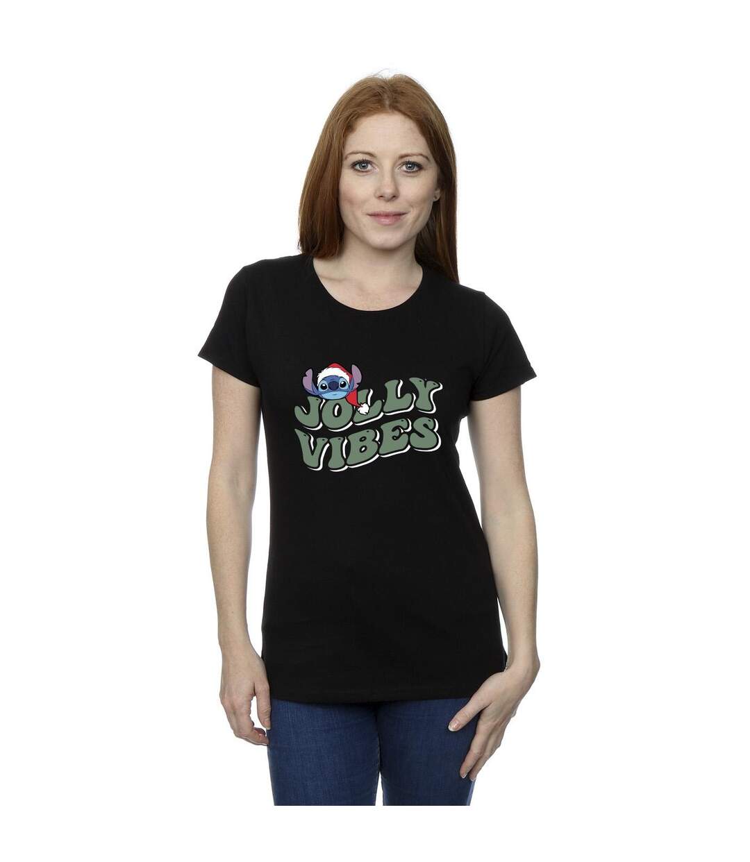 Disney Femmes/Les femmes Lilo & Stitch Jolly Chilling Vibes - T-shirt en coton (Noir) - UTBI26123-2