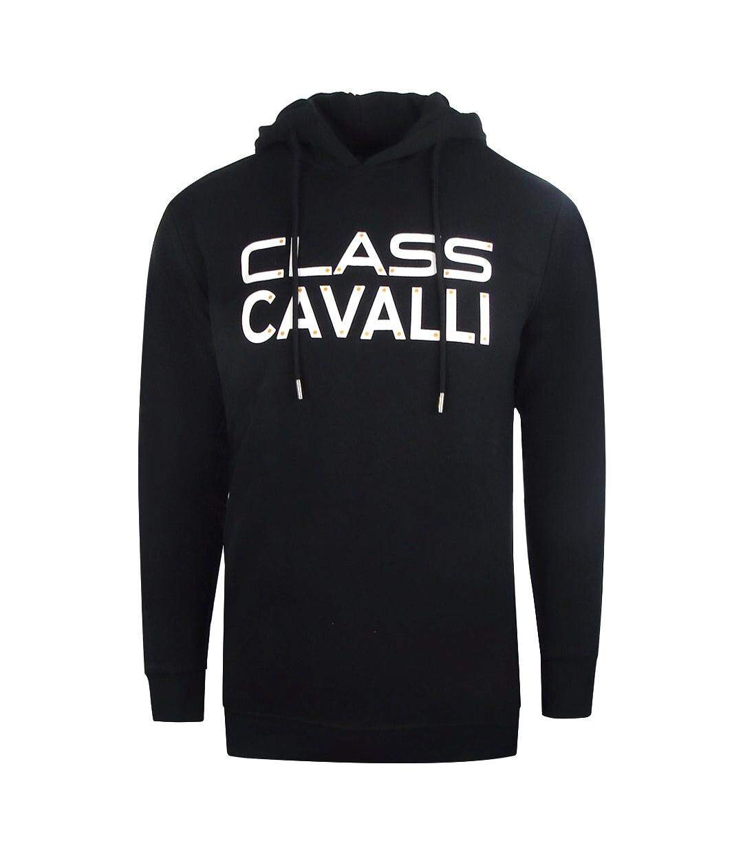 Mens Reversed Logo Hoodie Black Cavalli Class-1