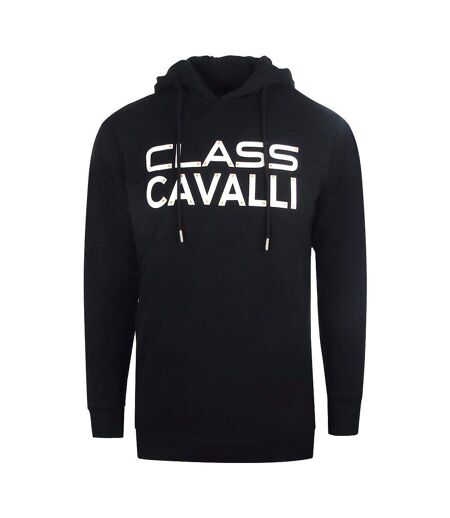 Mens Reversed Logo Hoodie Black Cavalli Class
