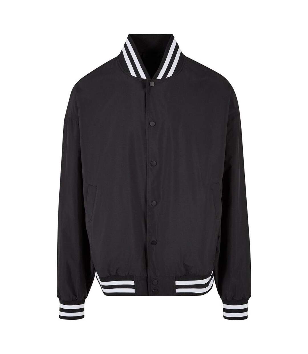 Unisex Adult Lightweight Oversized Varsity Jacket Black Build Your Brand-1