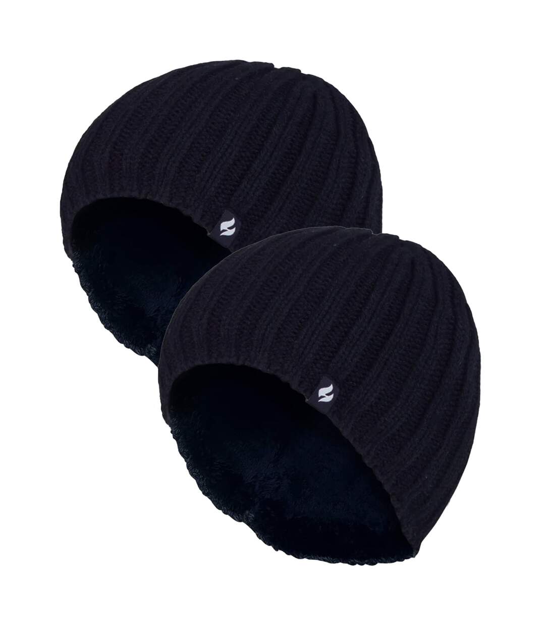 Lot de 2 bonnets d'hiver épais côtelés pour hommes-1