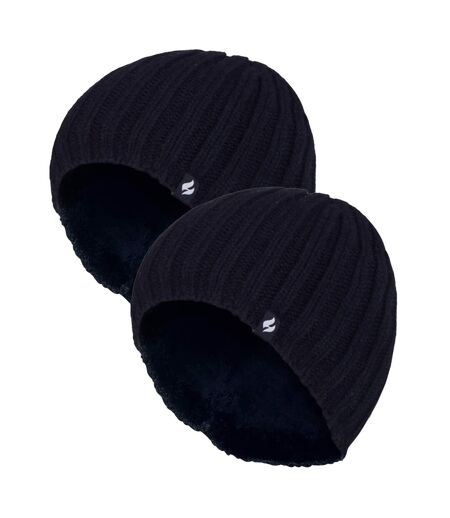 Lot de 2 bonnets d'hiver épais côtelés pour hommes