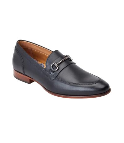 Mens Russo Buckle Leather Loafers Black Base London