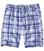 Men's Checked Shorts - White Blue 
