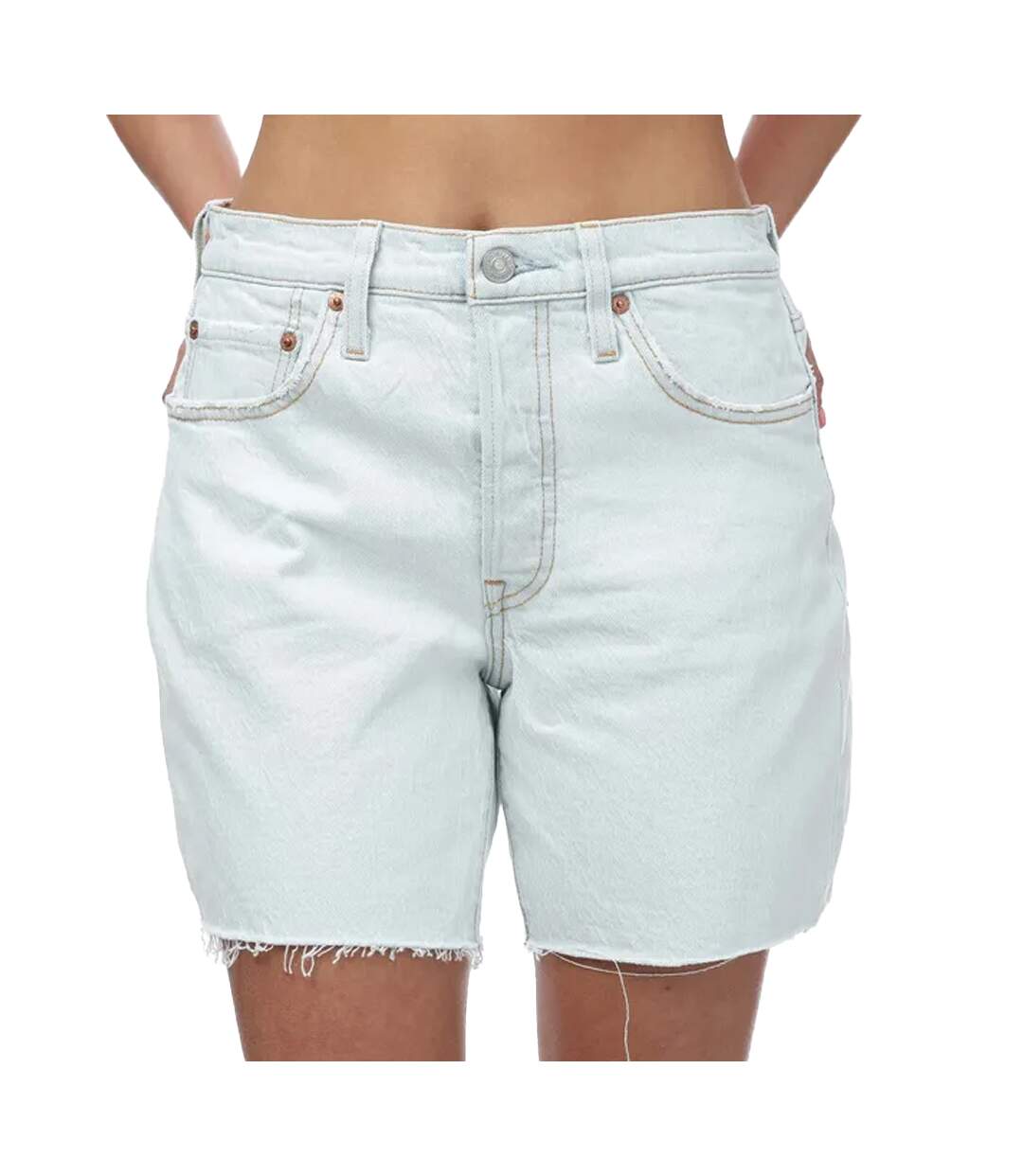 Womens/ladies 501 Mid Thigh Shorts Light Blue Levis-1