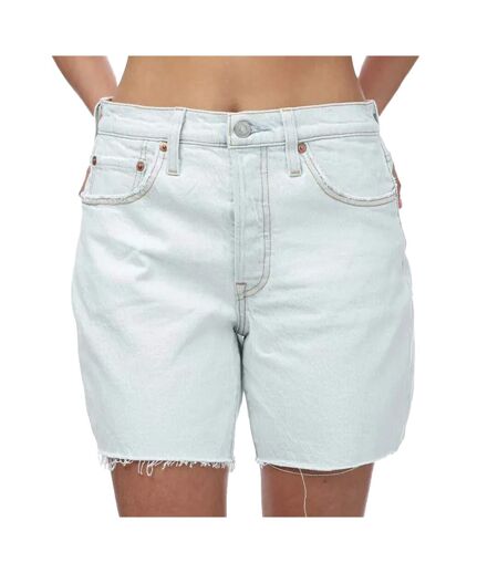 Womens/ladies 501 Mid Thigh Shorts Light Blue Levis