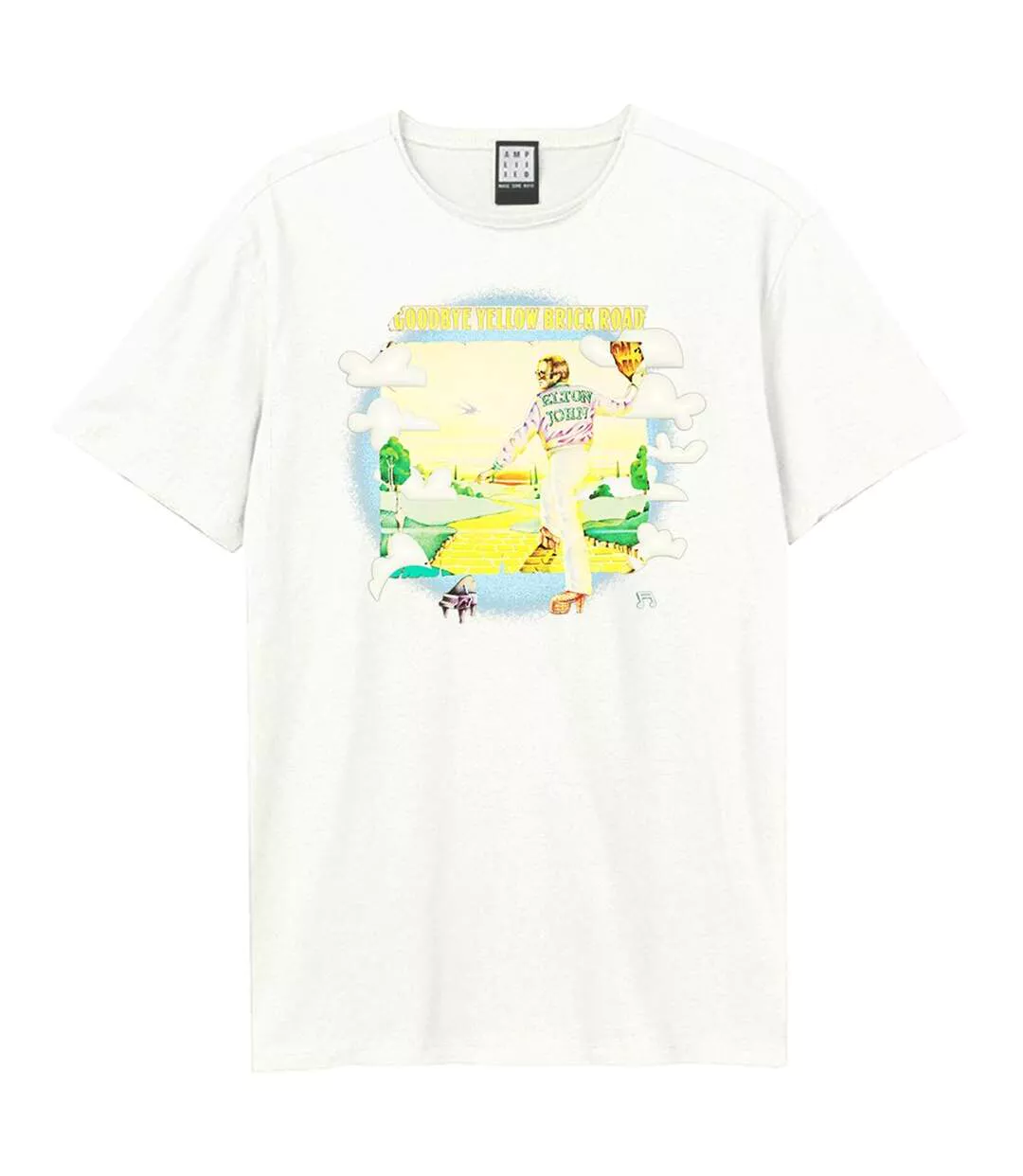 T-shirt Goodbye Yellow Brick Road Cover Adulte Vieux Blanc Amplified-1