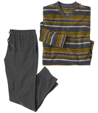 Men's Anthracite Striped Microfleece Pajamas 