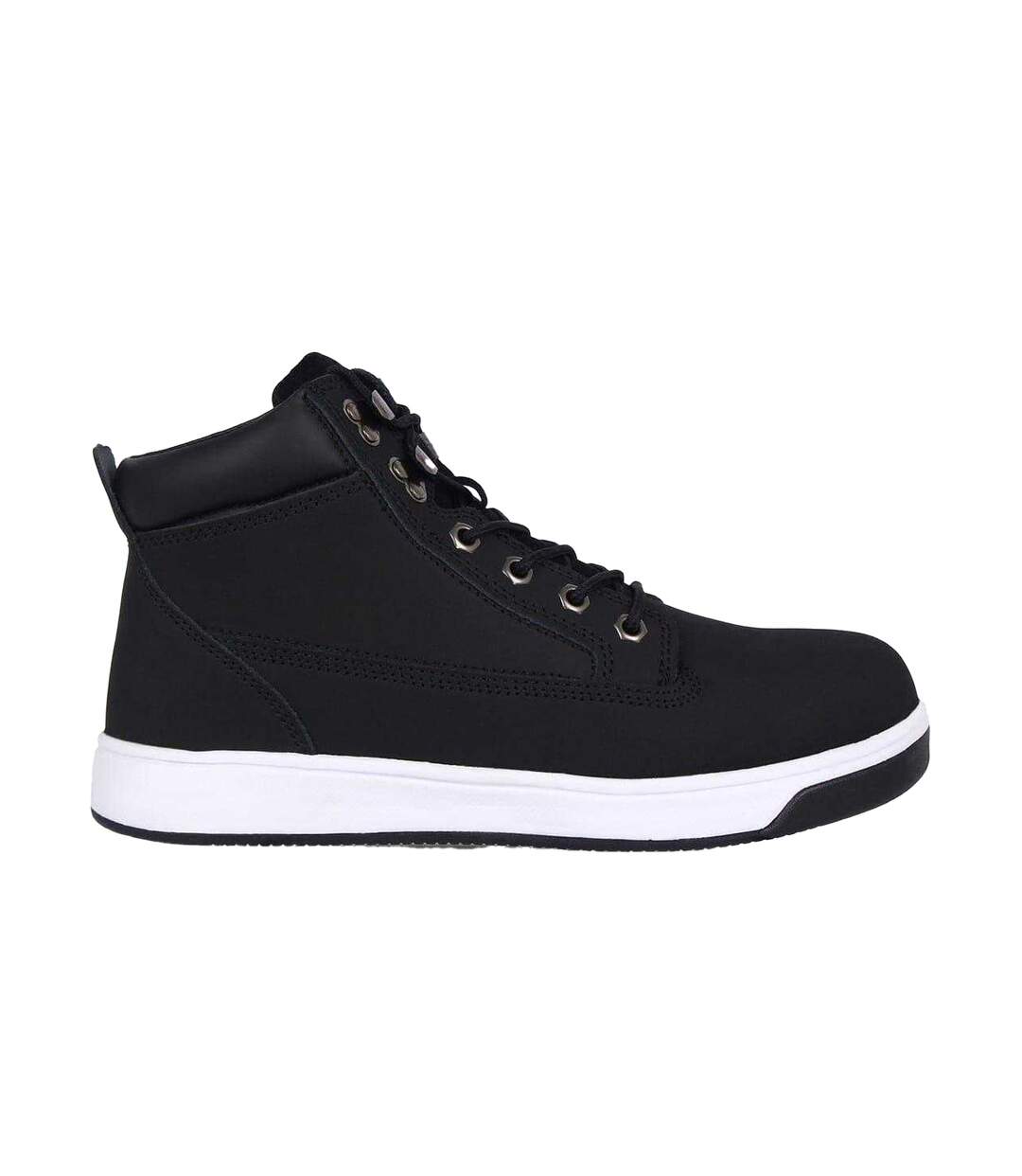 Mens Nebraska Coated Leather Steel Toe Cap Flat Safety Boots Black White Dunlop-1