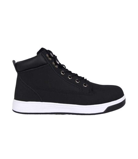 Mens Nebraska Coated Leather Steel Toe Cap Flat Safety Boots Black White Dunlop