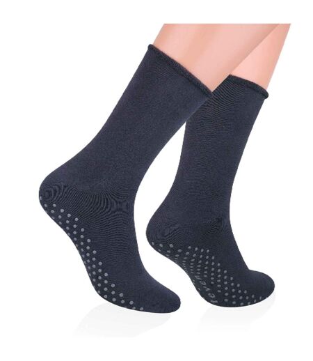 Steven - 1 Paire Homme Chaussettes Coton Antidérapantes Mi-mollet Confortable
