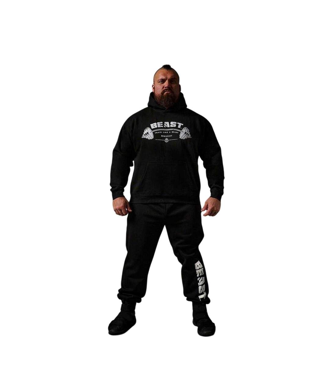 Mens Graphic Print Relaxed Fit Pullover Hoodie Black BEAST-4