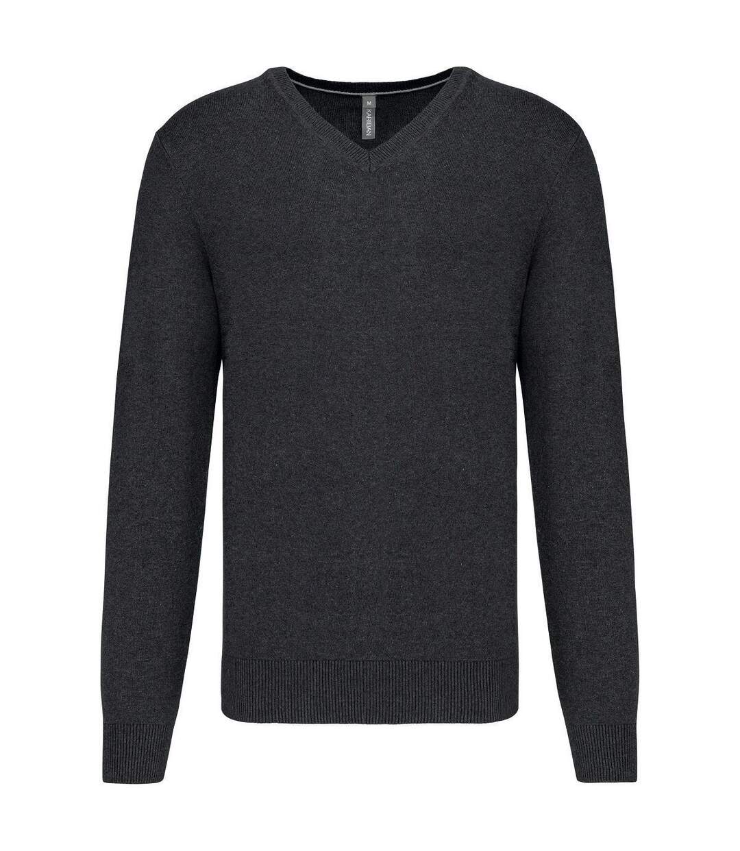 Pull premium col V - Homme - K982 - noir heather-1