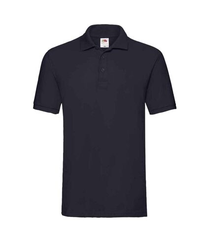 Mens premium cotton pique polo shirt deep navy Fruit of the Loom