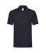 Mens premium cotton pique polo shirt deep navy Fruit of the Loom