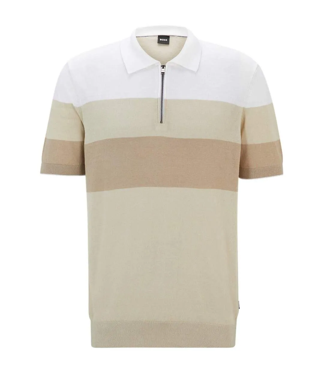 Polo Motif/style À Rayures Trieste Homme Beige Clair Boss-2