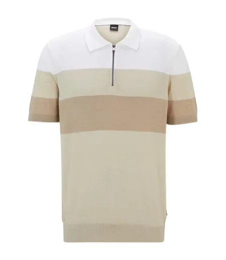 Polo Motif/style À Rayures Trieste Homme Beige Clair Boss