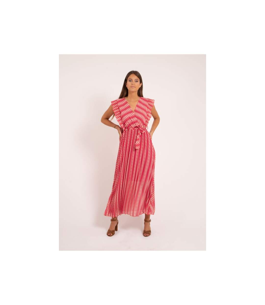 Robe longue plissée motifs IRINA - Dona X Lisa-1