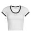 Womens/ladies Ringer Cropped T-shirt Bright White Calvin Klein-2