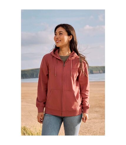 Womens/ladies maya organic full zip hoodie dark pink Animal