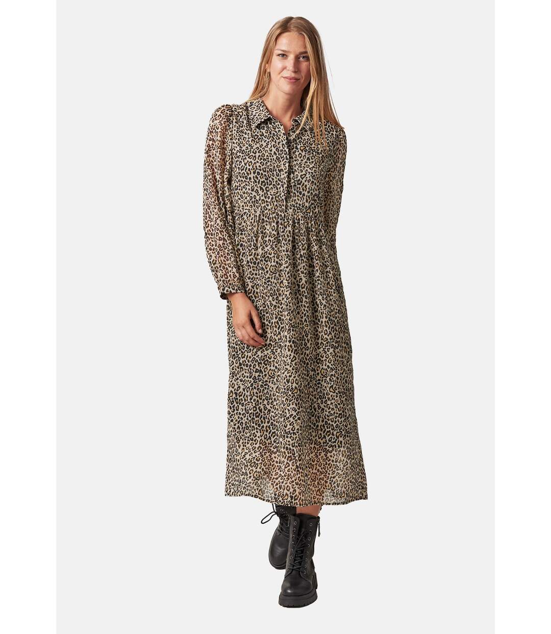 Robe midi à imprimé léopard pour femme LIVIA-2