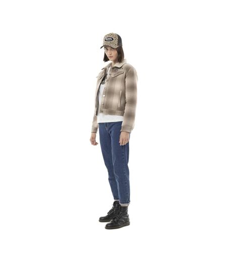 Veste femme à carreaux doublée sherpa avec patchs Vondutch