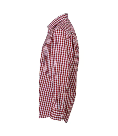 Mens Checked Shirt Bordeaux White James And Nicholson