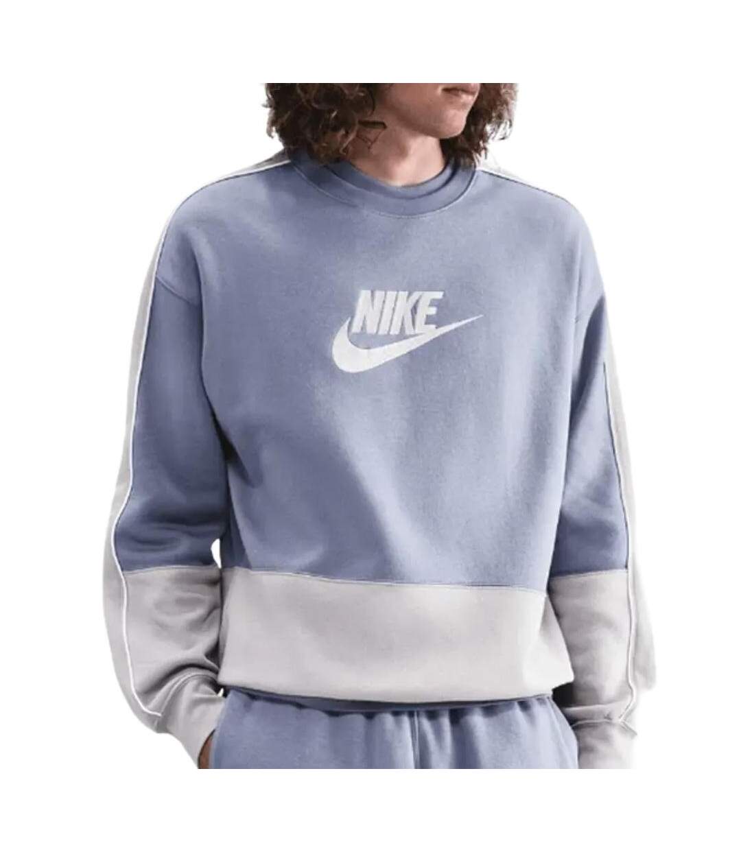 Sweat gris/bleu homme nike fleece-1