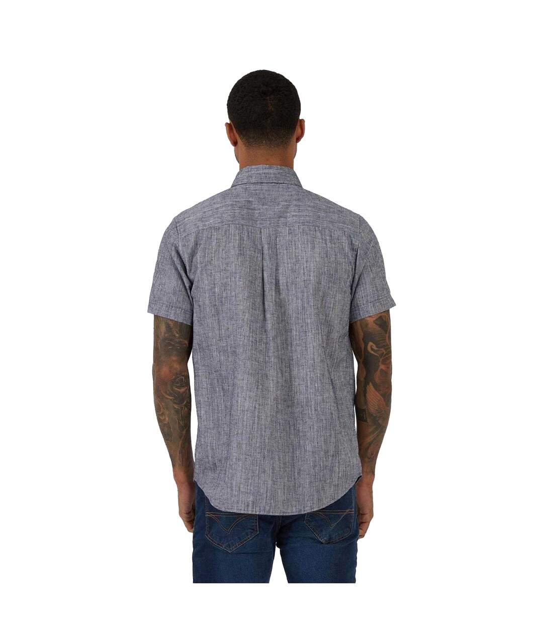 Mens Linen Tailored Shirt Navy Luke 1977-2