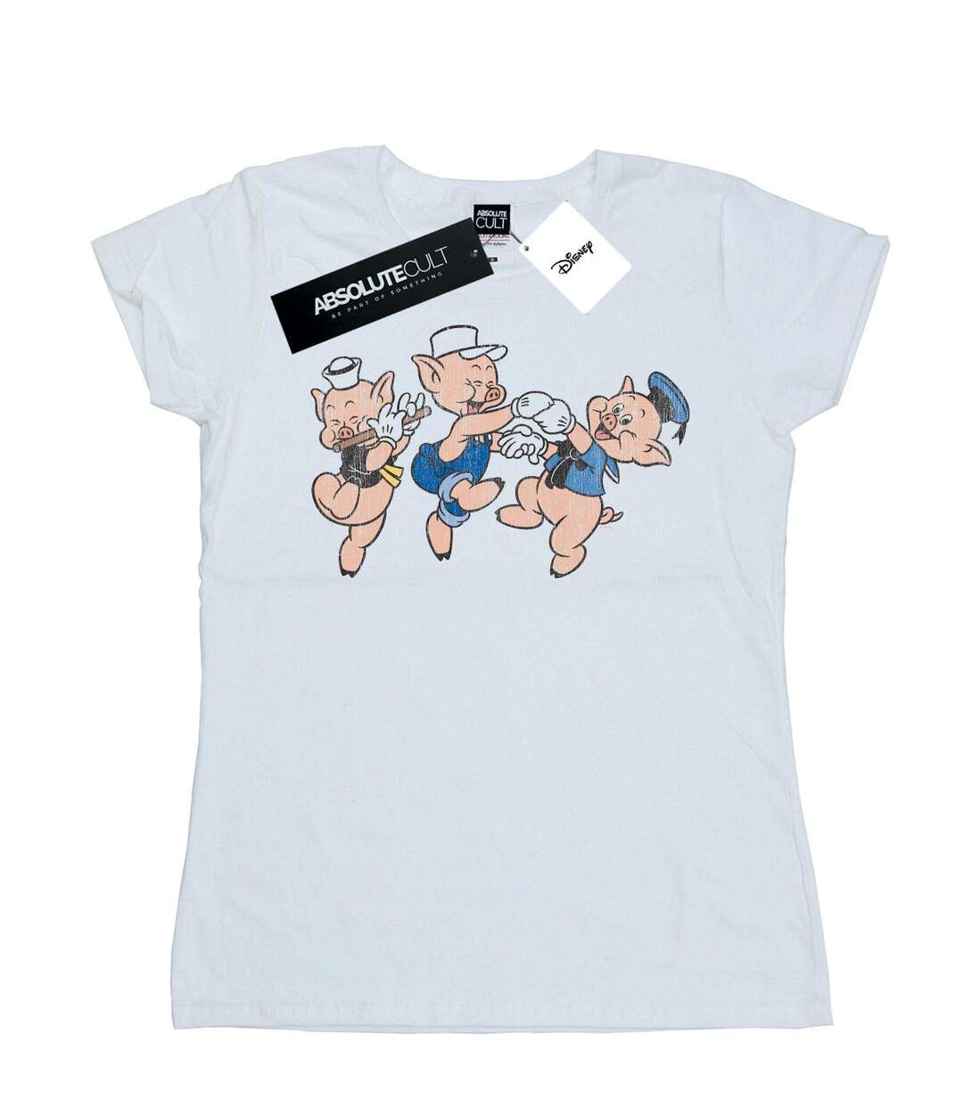 Disney T-shirt en coton Femmes/Ladies Three Little Pigs Having Fun (Blanc) - UTBI15917-1