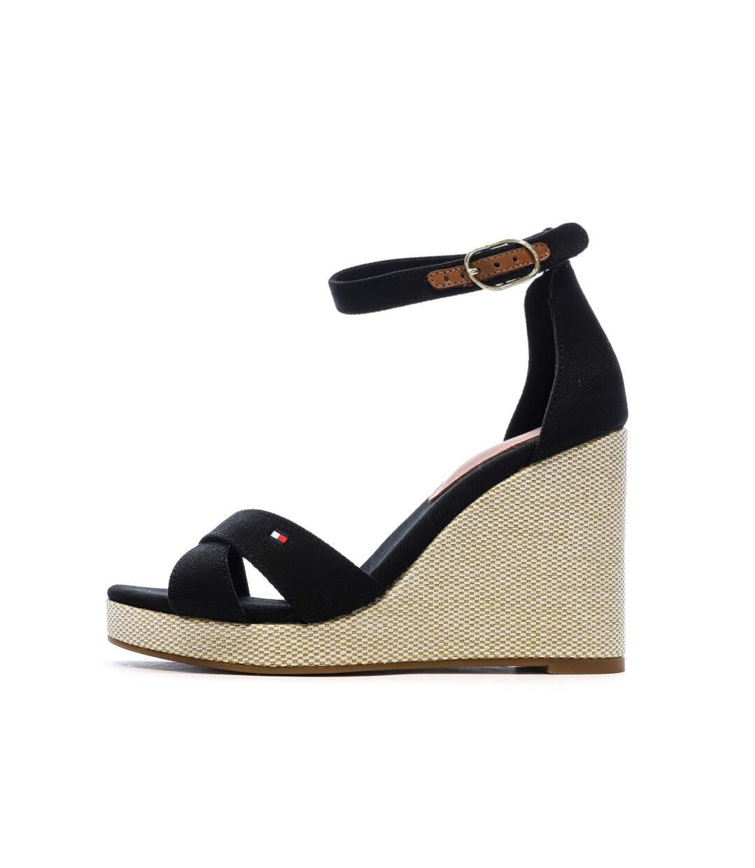 Sandales noires femme tommy hilfiger flag-1