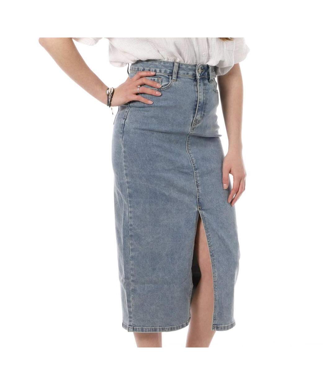Jupe en jean bleu délavé femme monday premium 392 - l-1