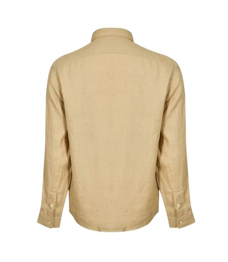 Mens Liam Linen Blend Long-sleeved Shirt Beige Boss