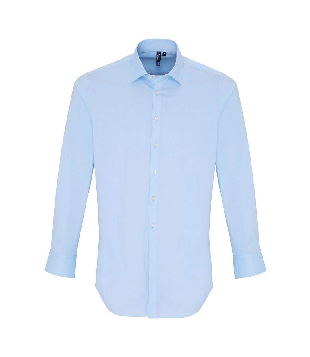 Unisex adult poplin stretch long-sleeved shirt pale blue Premier-1