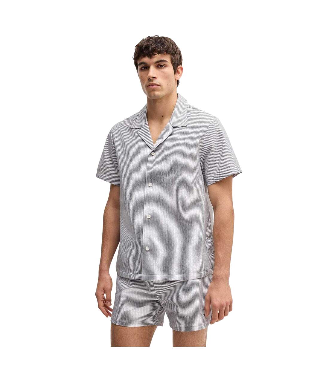 Mens Beach Shirt Navy Boss-4