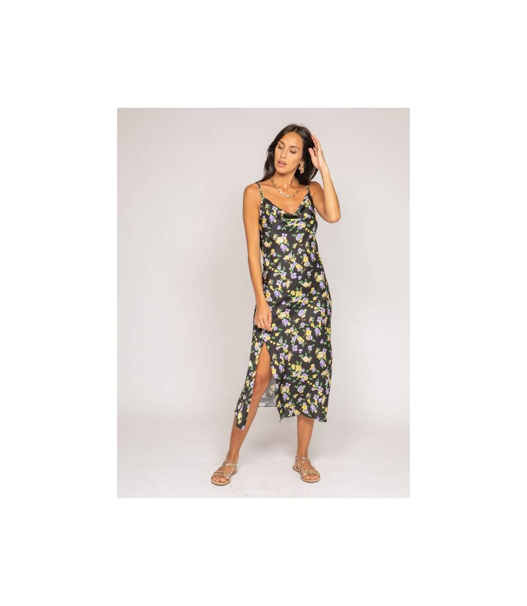 Robe midi motifs satin INZOU - Dona X Lisa-4