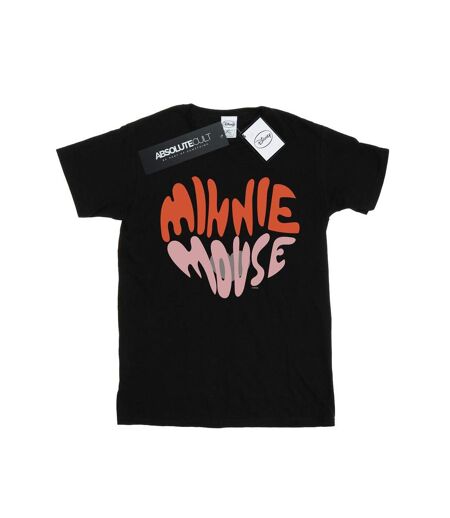 Disney Femme/Ladies Minnie Mouse Heart Shaped Cotton Boyfriend T-Shirt (Noir) - UTBI37287