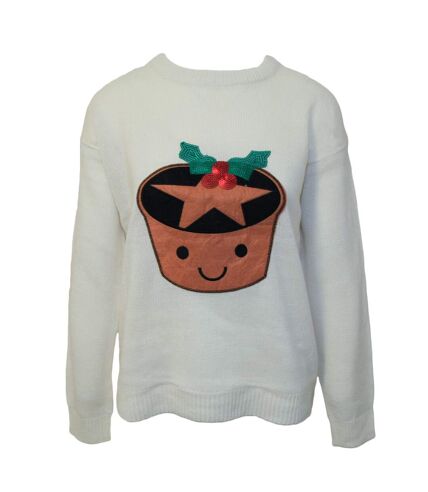 Brave Soul Womens/Ladies Mince Pie Christmas Sweater (Cream) - UTUT398