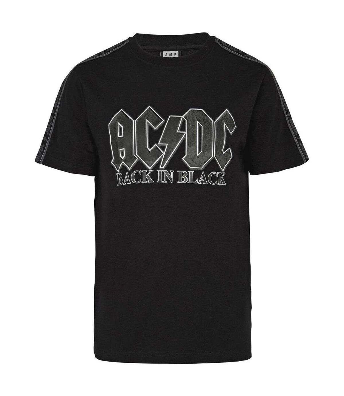 Amplified Mens AC/DC Jersey Taped T-Shirt (Black)