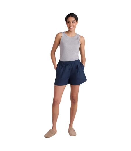 Womens/ladies Comfort Cotton Shorts Dark Blue Animal