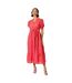 Womens/ladies broderie belt midi shirt dress hot pink Dorothy Perkins