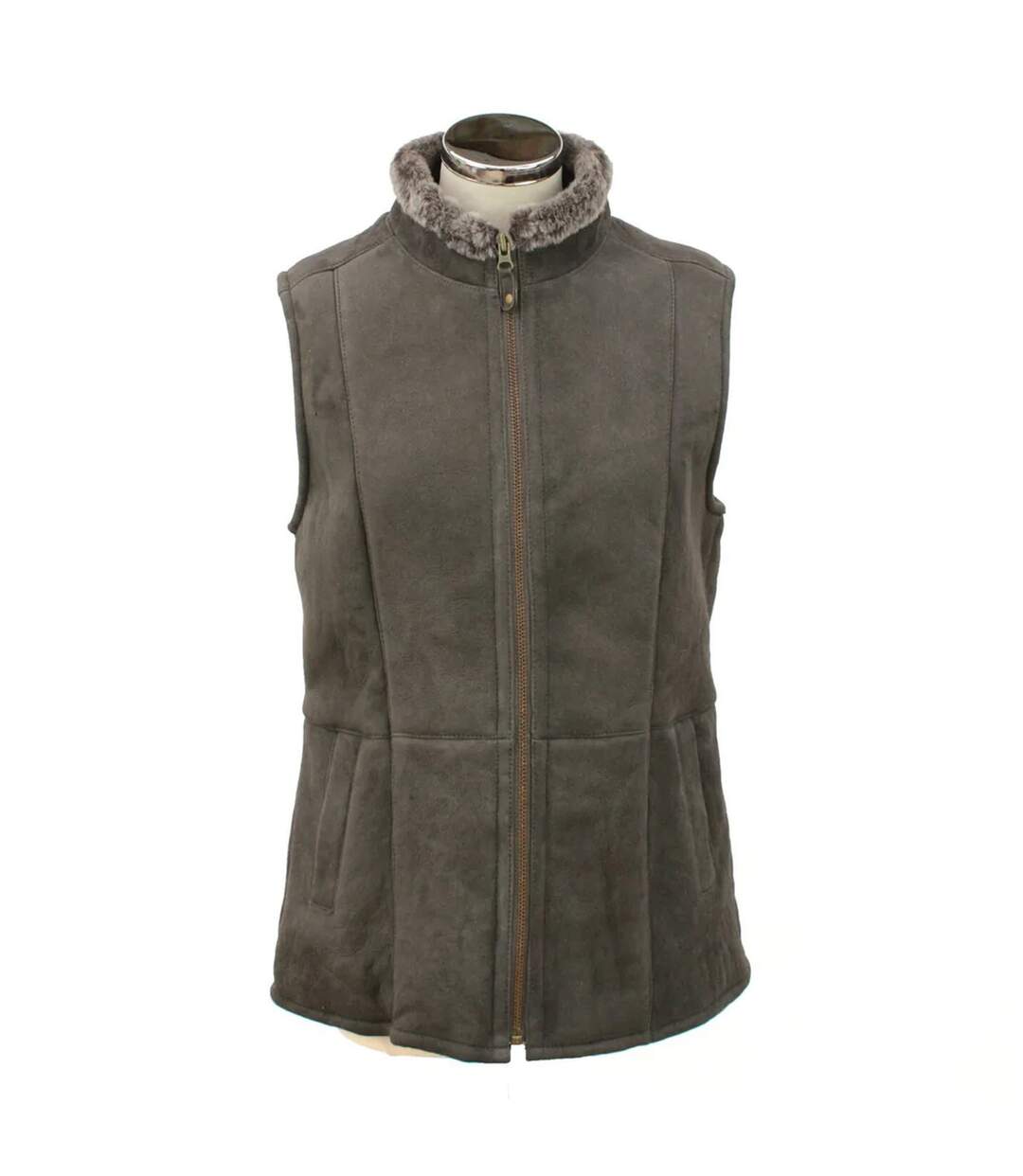 Womens/ladies gilly sheepskin gilet dark vizon Eastern Counties Leather-1