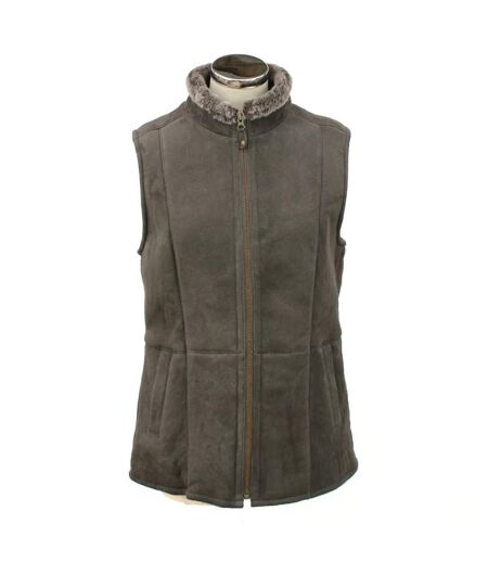 Womens/ladies gilly sheepskin gilet dark vizon Eastern Counties Leather