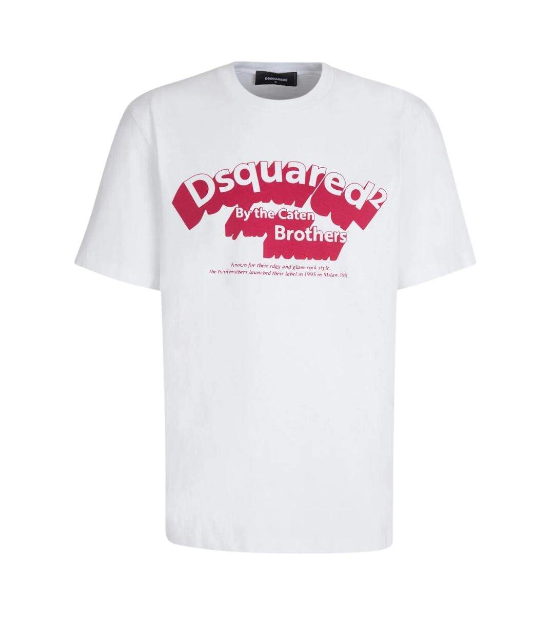 T-shirt Motif/style Logo Homme Blanc Rouge DSquared2-1