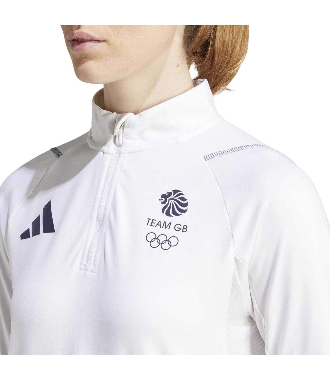 Womens/ladies Team Gb Performance Quarter Zip Tracksuit Top White Adidas-3