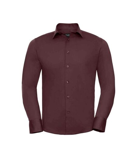 Chemise Manches Longues Homme Bordeaux Sombre Russell Collection