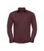Chemise Manches Longues Homme Bordeaux Sombre Russell Collection-1