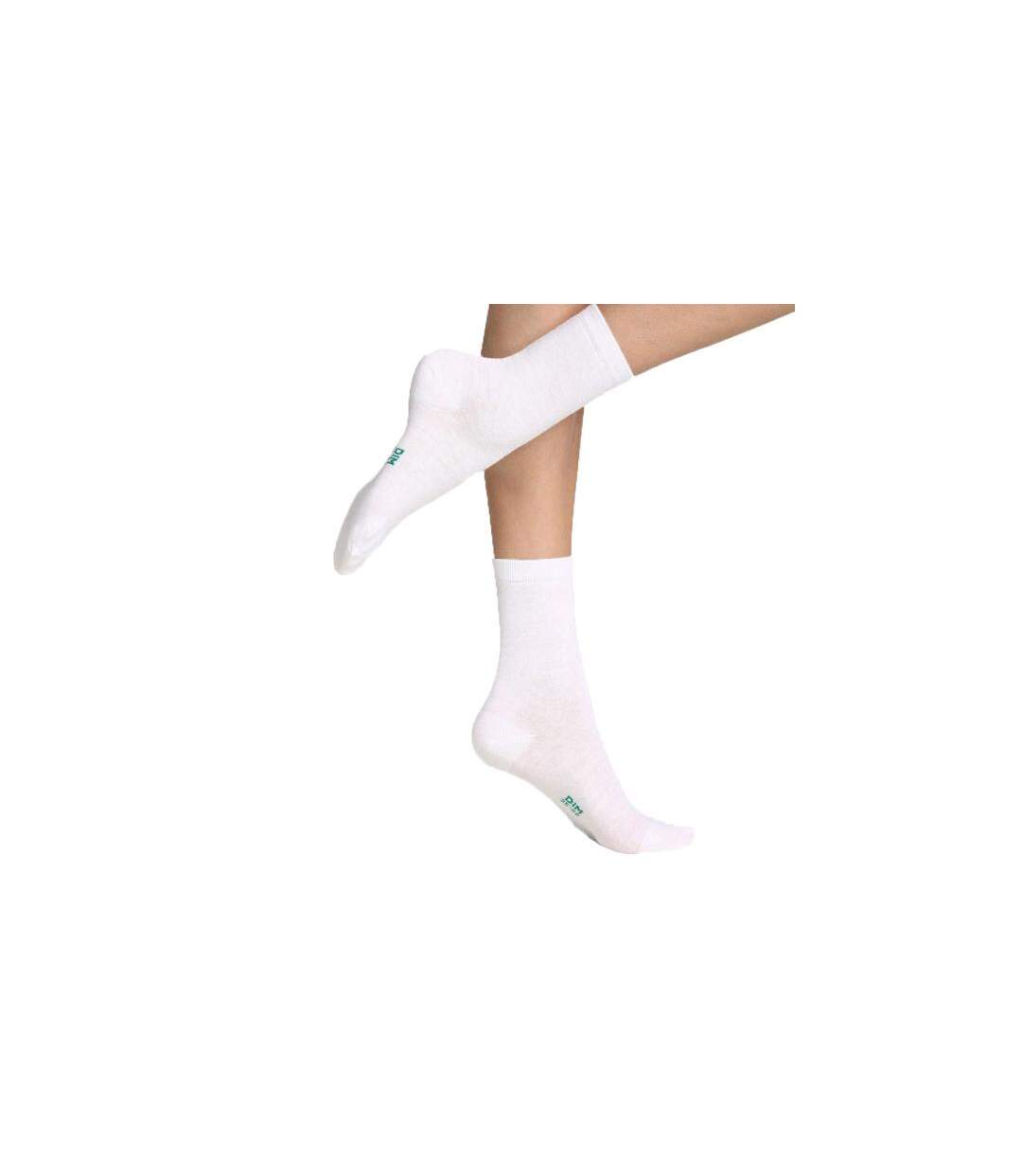 DIM Lot de 2 paires de Chaussettes Femme Coton Bio GREEN Blanc-1